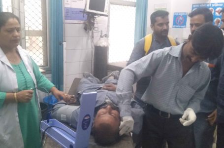 आग बुझाने वाला यंत्र सिलेंडर फटने से एक व्यक्ति  घायल ।