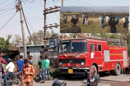 बिजली के तारों में शॉर्ट सर्किट से पराली और  गेंहू के खेत जलाकर हुए राख।